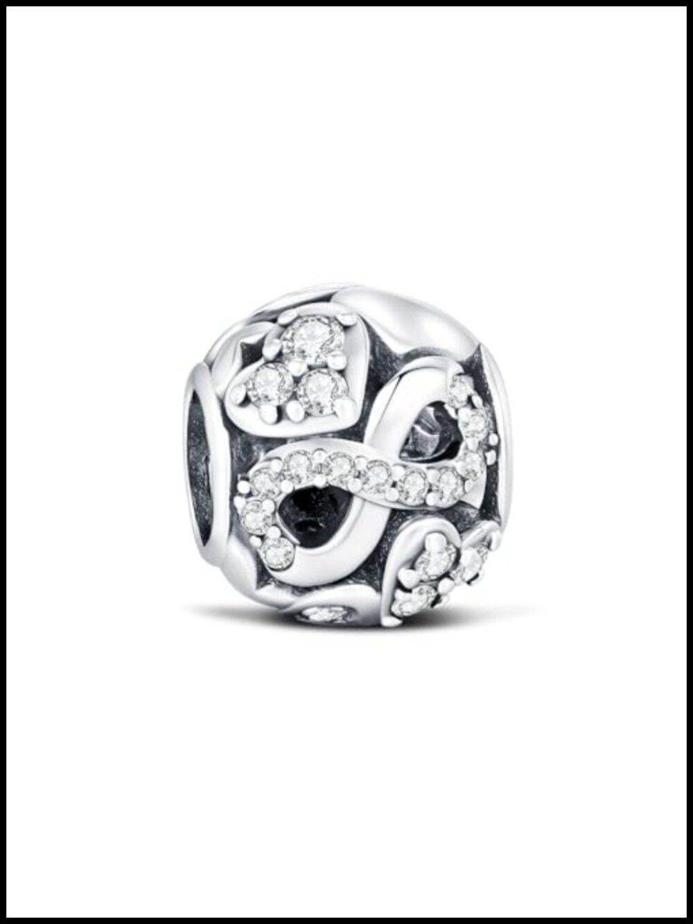 925 Sterling Silver Infinity Heart Charm Bead Bracelet Gift for Mom Daughter